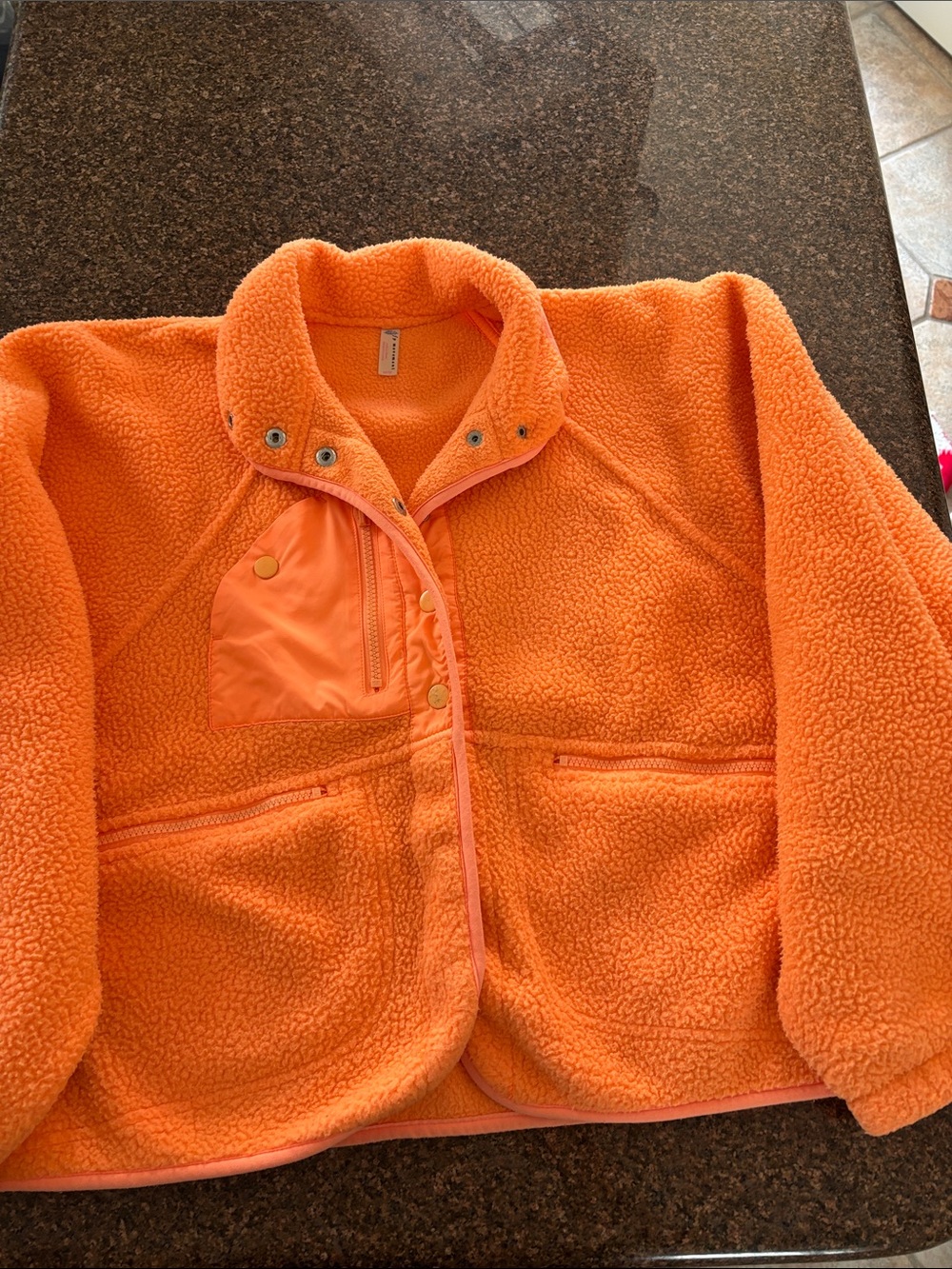 FP Movement Free People Orange Sherpa Fleece Jacket-XS